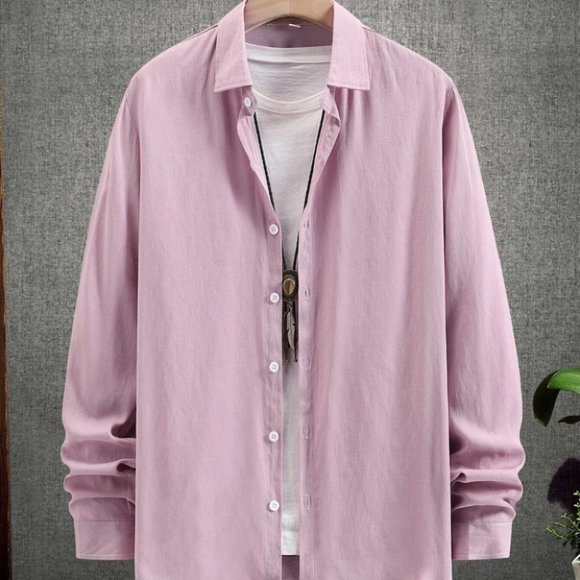 Pink Mens Button Up Shirt - Picture 2 of 5